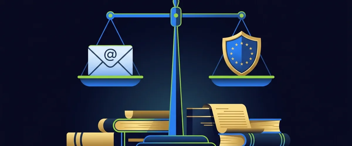 Un ecran d'ordinateur affichant un cold email conforme au RGPD avec un cadenas