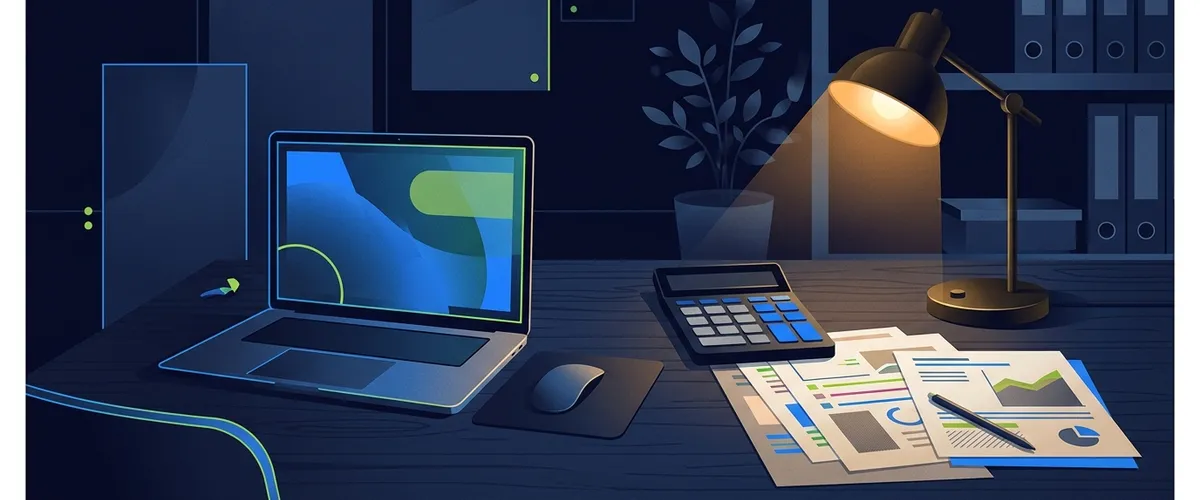 Un expert-comptable au téléphone analysant un tableau de bord financier moderne
