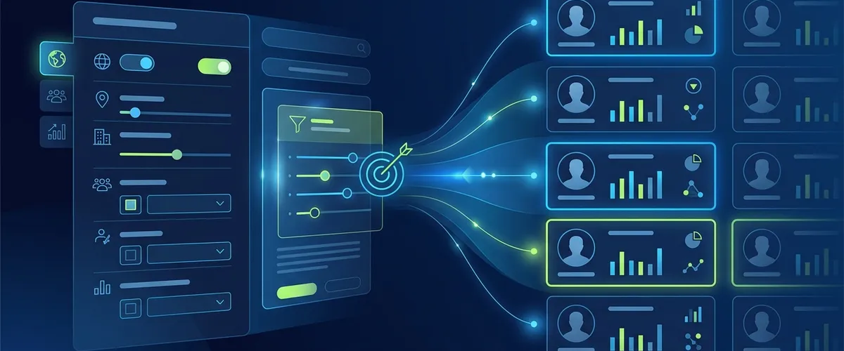 Interface de recherche avancee Sales Navigator avec filtres appliques pour la prospection B2B