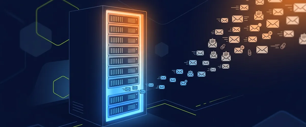 Schéma technique montrant la configuration des serveurs et le warm-up domaine email